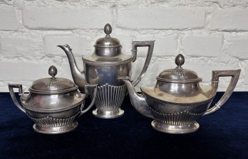 Тройка серебро 84 антикварное Братьев Грачевых чайник кофейник сахарница 